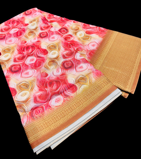 Soft silk based floral print beautiful Saree