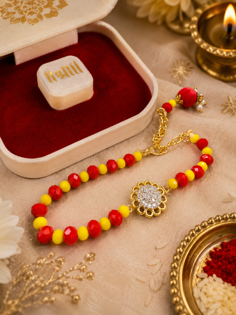 AD design Beautiful Stone Work Rakhi in nice pack