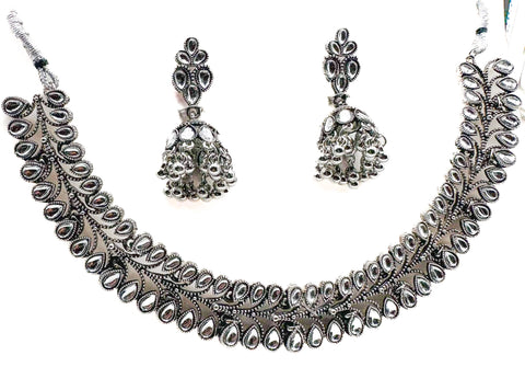 Beautiful Oxidised Necklace with Earrings