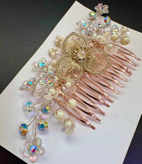 Beautiful crystal & Pearl Work Hair comb(perfect for any hairstyle Curls or hair bun)