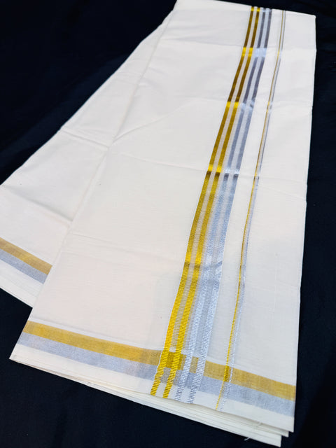 Woven Cotton Kerala Mundu / Dhoti in Off White ( 4 mtrs )