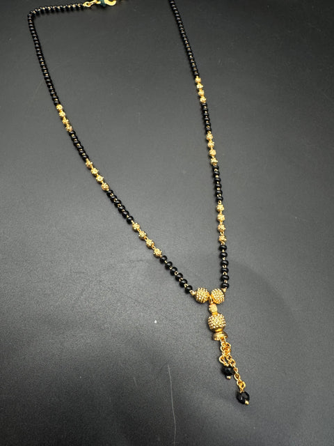 Golden Stone & Jerkan Gold Plated (Artificial) Mangalsutra With Artificial Black Beads Chain, Apx Size: 20-22cm
