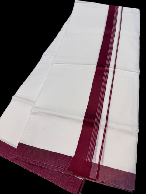 Woven Cotton Kerala Mundu / Dhoti in White ( 3.75 mtrs )
