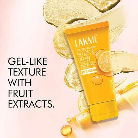 LAKMÉ Blush & Glow Exfoliating Face Wash With Vitamin C Serum, Brightening And Gentle Facewash With Lemon Fruit Extracts For All Skin 50g