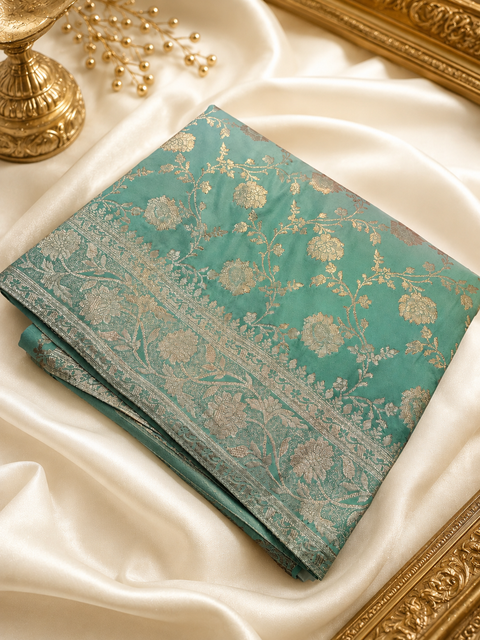Soft & beautiful Banarsi Silk Saree(very soft to pleated set)Blouse Piece Is Included With The Saree As Unstitched Fabric(slight variation in color and design is possible