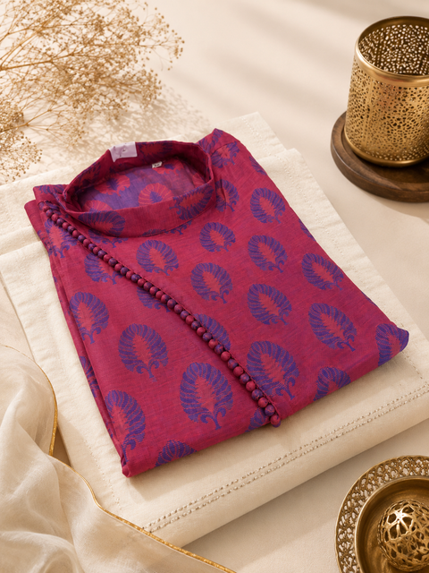 Two Shaded colour cotton silk design designer kurta with pajama pants (slight variation in color and design is possible )