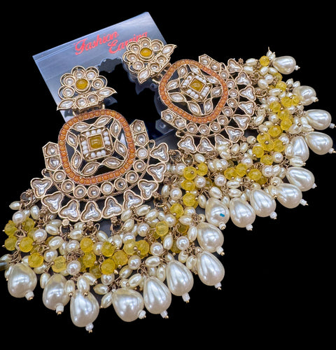 Beautiful Kundan & Pearls work bigger earrings (very lite weight)