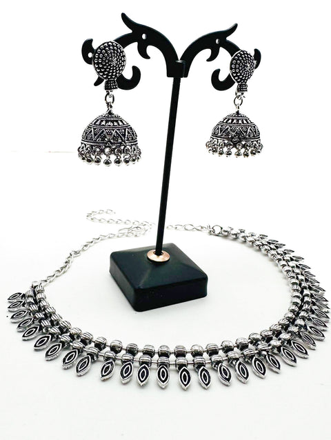 Beautiful Oxidised Necklace with Earrings