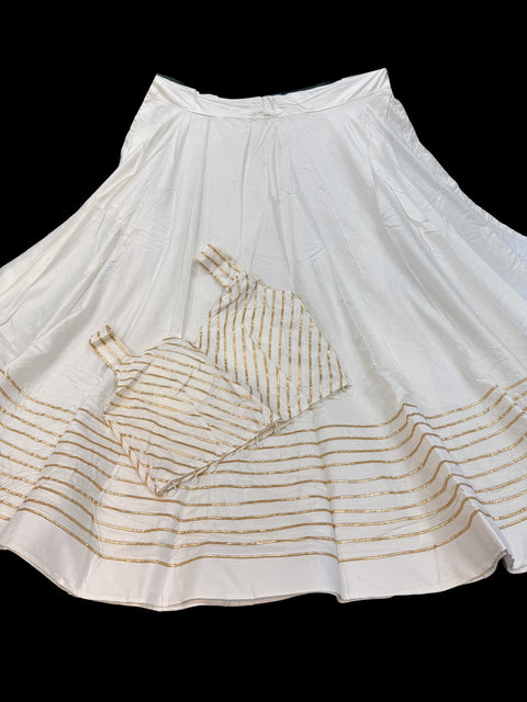Size 38 and can be altered up to size40 ) Pure Rayon based full bigger flared Chaniya with beautiful blouse (sleeves fabric inside)