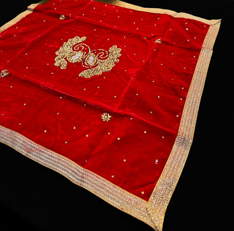 Beautiful stone work with velvet fabric cover for thaali (standard size thaali cover)