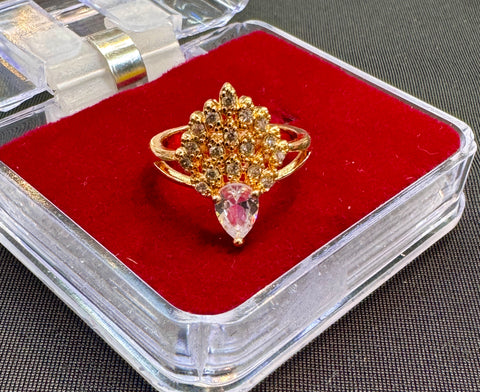 Golden Beautiful American Diamond ring (adjustable)