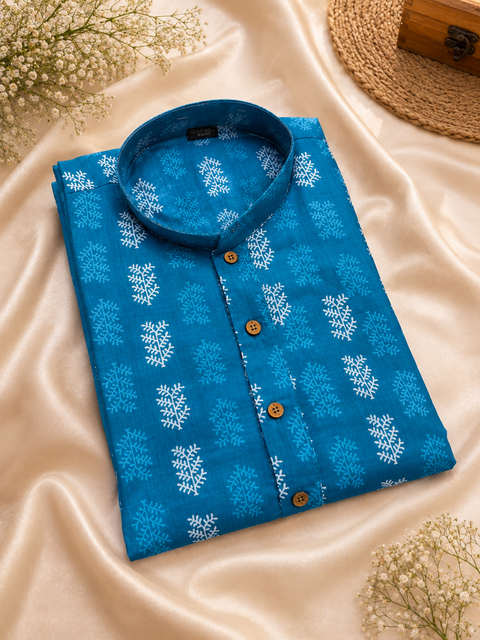 Pure cotton based Men’s Printed kurti (sizes mentioned in inches ,not according to the label on Kurti)size 44 kurti- Length 40 inches and size 46-length 42 inches ) Kurti only. Pants not included.