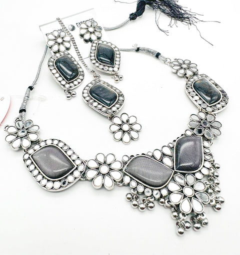 Beautiful Oxidised Necklace with Earrings