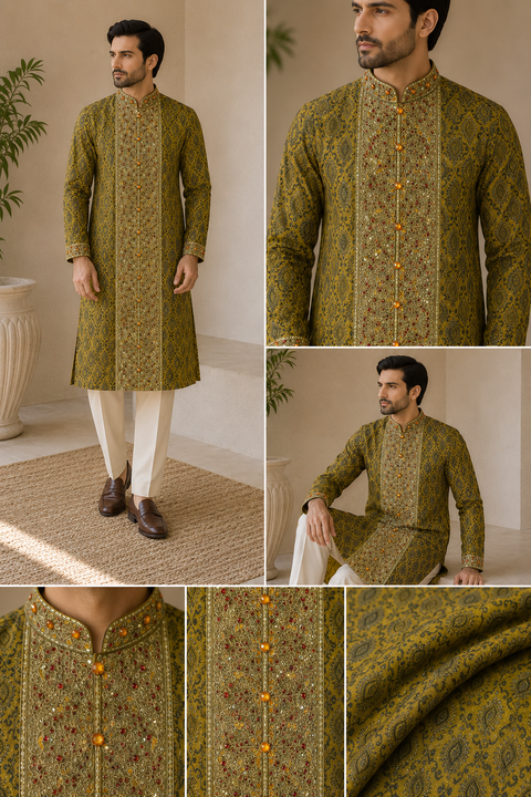 Soft Silk based embroidery work long kurta with pants (slight variation in color and design is possible )