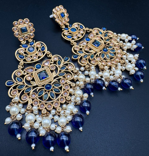 Original Polki with beautiful pearls heavy look Earrings with lite weight