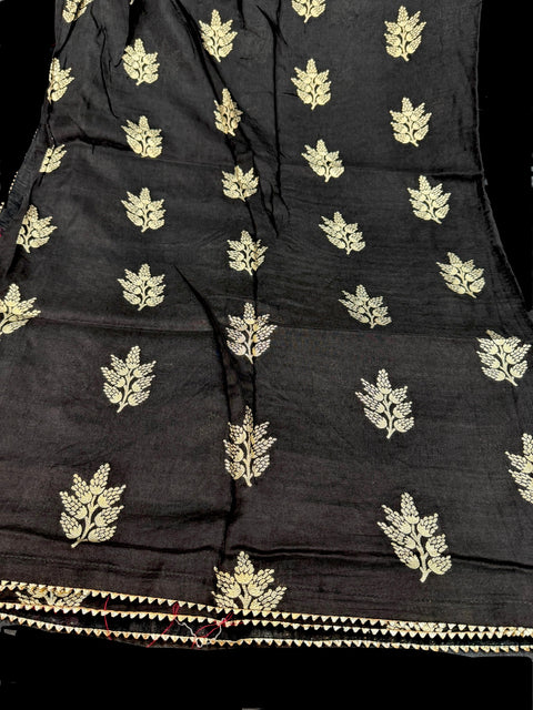 Black color Beautiful brocade art silk Saree & Red contrast blouse