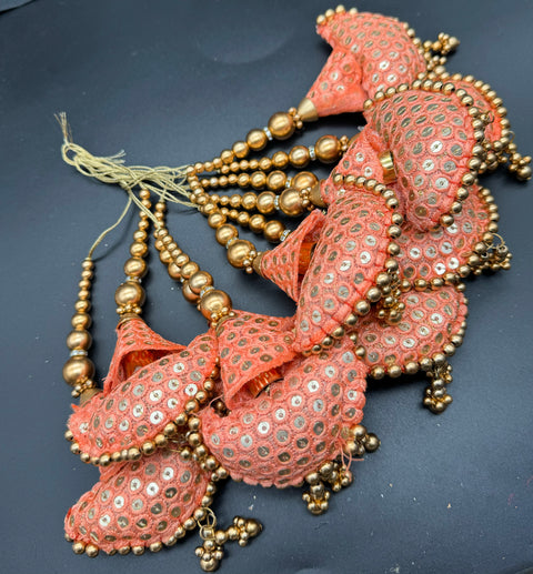 Beautiful cushioned design medium size lehnga latkans tessels (pair)