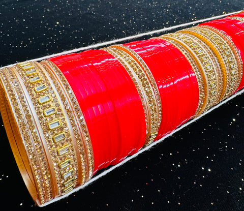 Beautiful stone work studded Bridal Churra