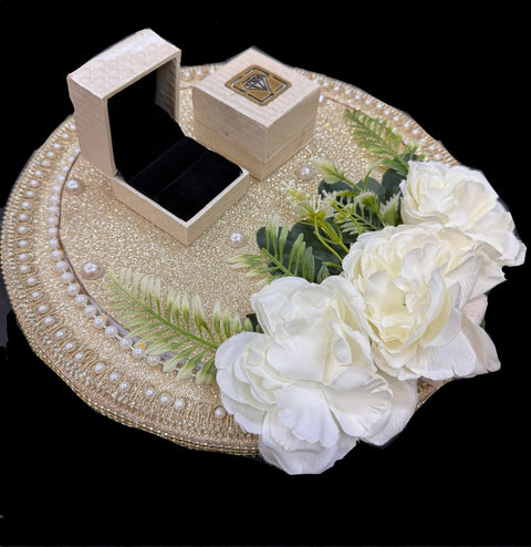 (Video clip attached ) Engagement Rings decorated tray (heavy wooden board based)