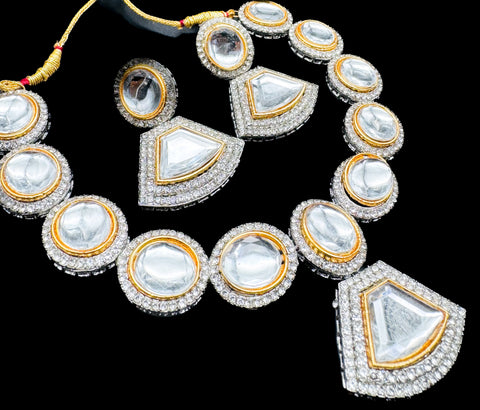 Kundan with Jerkan stone beautiful necklace with Earrings set