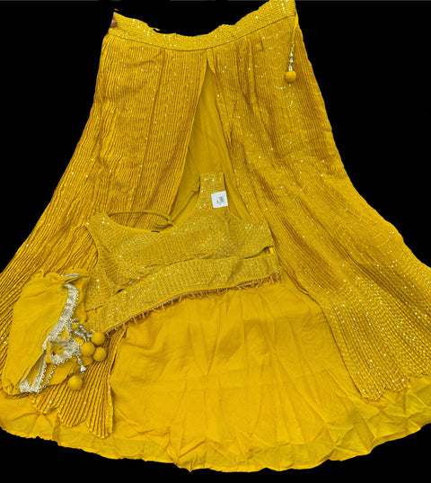 Georgette based beautiful embroidery work & mirror work blouse and lehnga  with Georgette dupatta