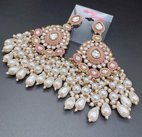 Beautiful Kundan & Pearls work bigger earrings (very lite weight)