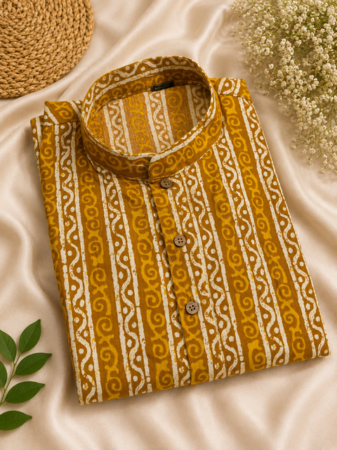 Pure cotton based Men’s Printed kurti (sizes mentioned in inches ,not according to the label on Kurti)size 44 kurti- Length 40 inches and size 46-length 42 inches ) Kurti only. Pants not included.