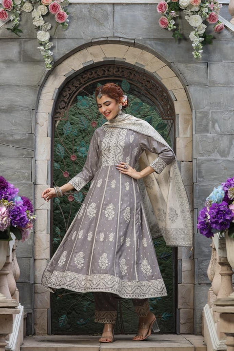 Pure & Soft Rayon Based Designer Lakhnavi Embroidered Kurti With Plazo Pants & Dupatta