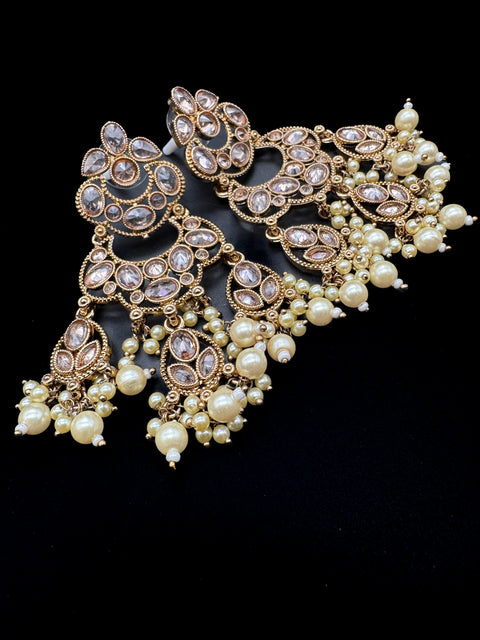 Beautiful Polki & Pearls work bigger earrings (very lite weight)