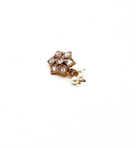 Polki stone with pearls studded Nath ( Non Pierced)