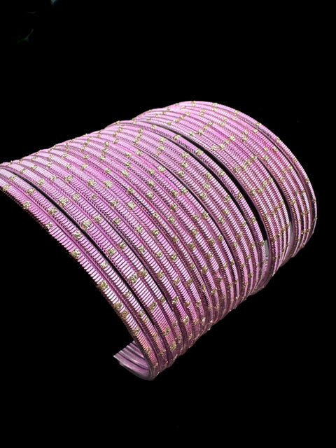 Golden Shimmer dotted metal bangles 2 dozen in 1 Set