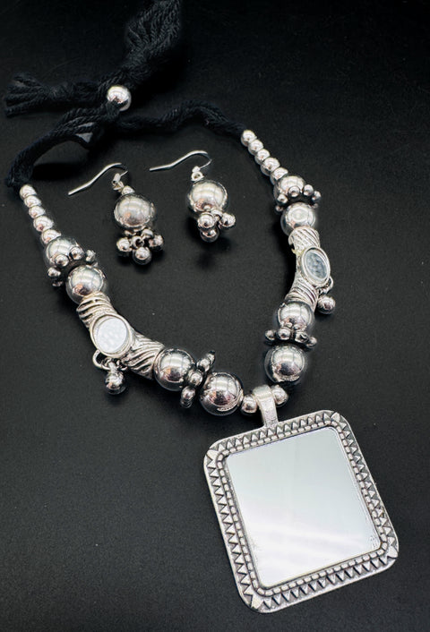 Beautiful work oxidised necklace with earrings