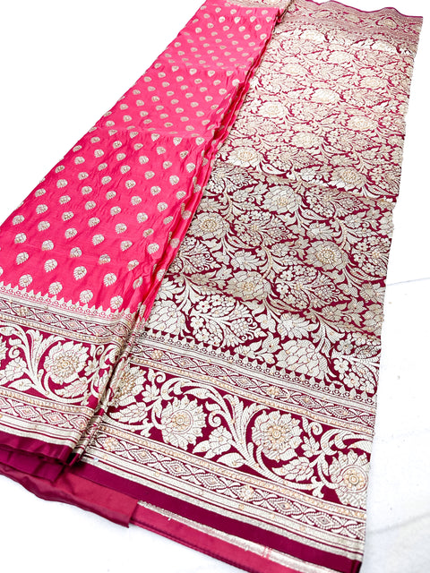 Beautifully designed Banarasi Silk Saree with heavy Handwork with stones & Zari