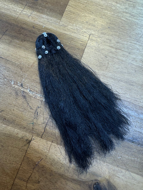 Handcrafted Bal Gopal hair bun with elegant curls , perfect for enhancing your Laddu Gopal’s divine look( note: a peacock feather and mukut  not Included