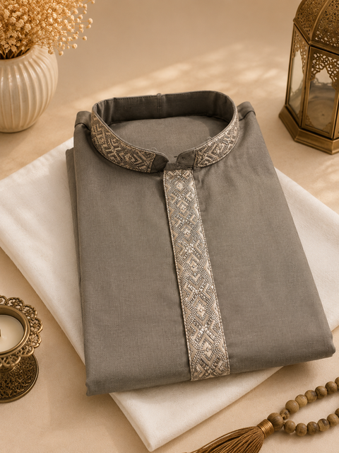 Pure cotton based Plain kurta with white pajama Set (slight variation in color and design is possible)