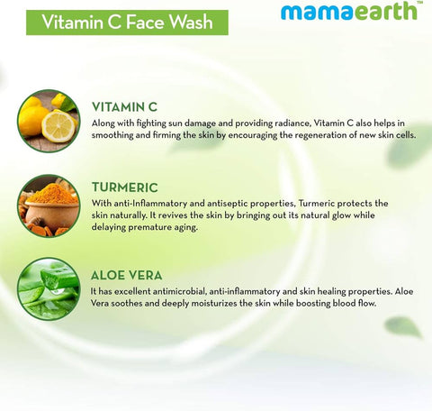 Mamaearth Vitamin C Face Wash with Vitamin C and Turmeric for Skin Illumination - 100ml