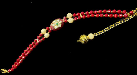 Pearls beaded Beautiful Stone Work Rakhi Bracelet style