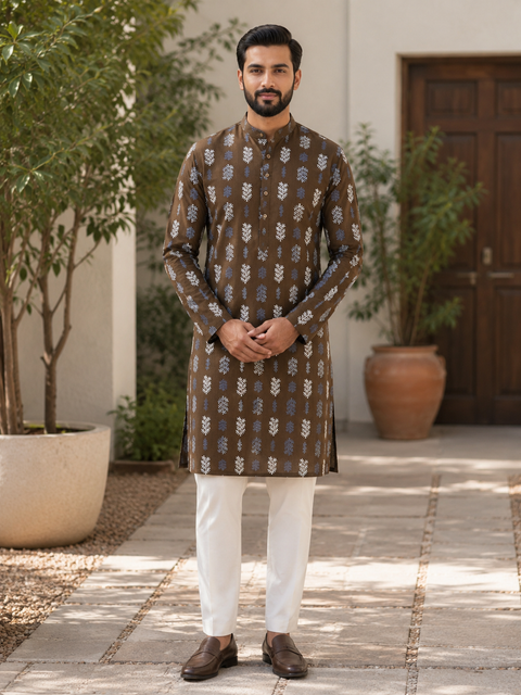 Pure cotton based Men’s Printed kurti (sizes mentioned in inches ,not according to the label on Kurti)size 44 kurti- Length 40 inches and size 46-length 42 inches ) Kurti only. Pants not included.