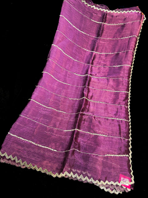 Jimmy Choo base fabric With Beautiful handwork all over on Saree and border