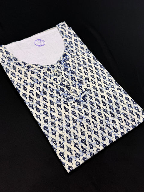 Pure Cotton based Printed short Kurti for girls /Ladies (Size 38 - length 28 inches, Size 42 ,46, 48 length -31 inches)sleeves 17 inch