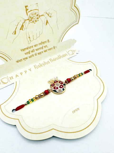 Beautiful stone Studded Rakhi In Beautiful Packing With beautiful message for Bhai
