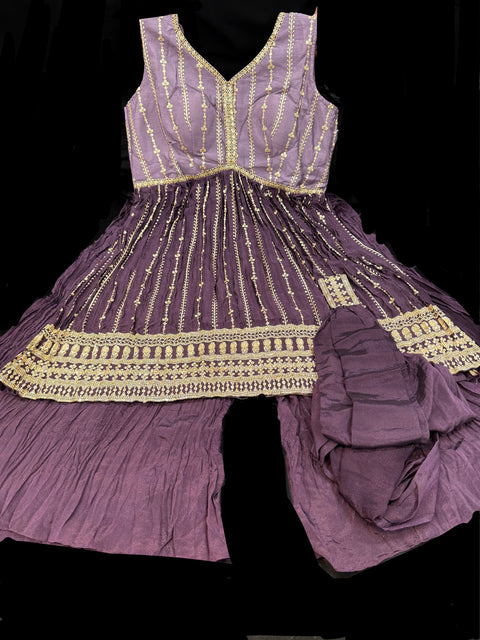 Georgette based embroidery with sequined work sharara suit
