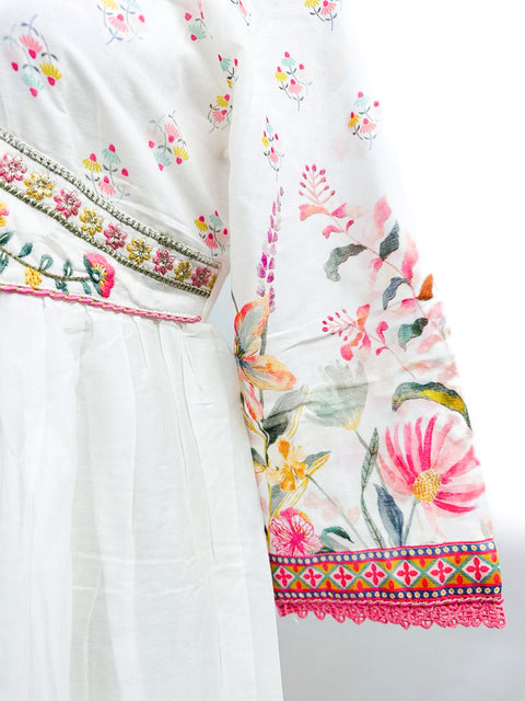 PURE & SOFT RAYON COTTON BASED DESIGNER FLARED KURTI WITH PLAZO PANTS & DUPATTA