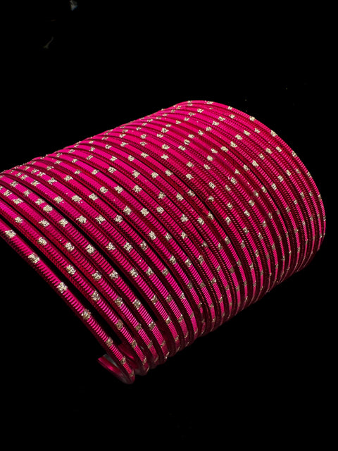 Golden Shimmer dotted metal bangles 2 dozen in 1 Set