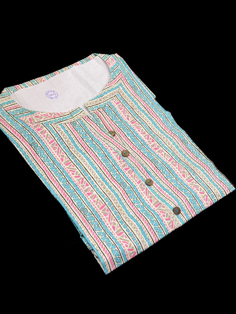 Pure Cotton based Printed short Kurti for girls /Ladies (Size 38 - length 28 inches, Size 42 ,46, 48 length -31 inches)sleeves 17 inch