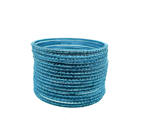 Surf Blue Color kids plain Shiny Metal bangles (2 dozen in one pack)