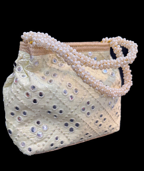 Pearls with stones  work hand bag /potli bag