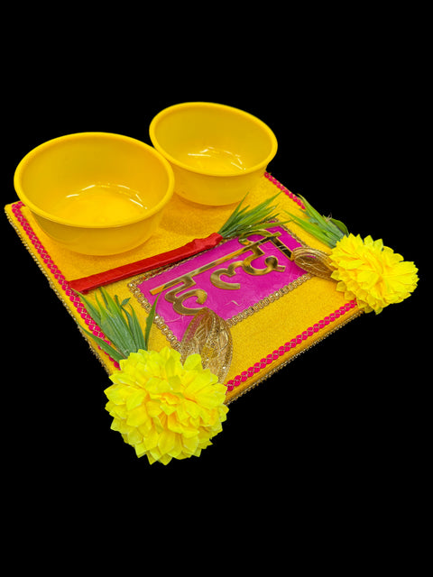 Decorated Haldi Platter | Pate with Bowl for Haldi Ceremony for Wedding Bride and Groom