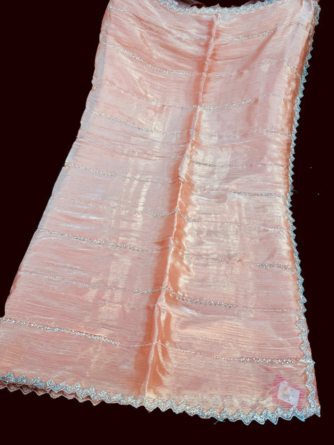 Jimmy Choo base fabric With Beautiful handwork all over on Saree and border