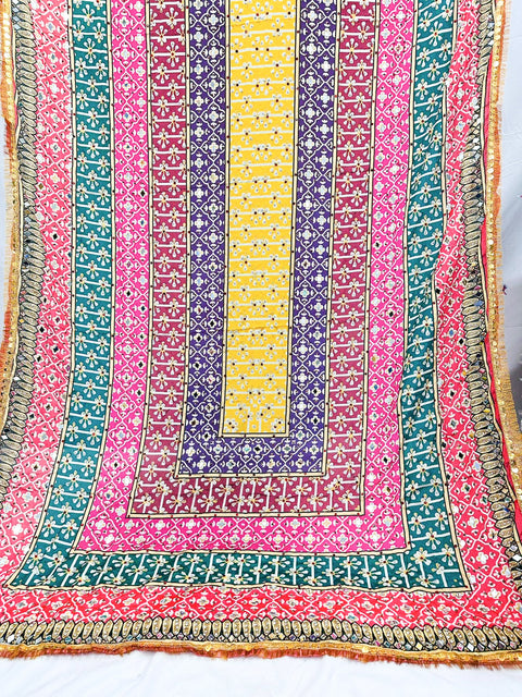 Pakistani Multicoloured printed with embroidery & original Mirror work Dupatta with stone work (Heavy Dupatta)video clip attached
